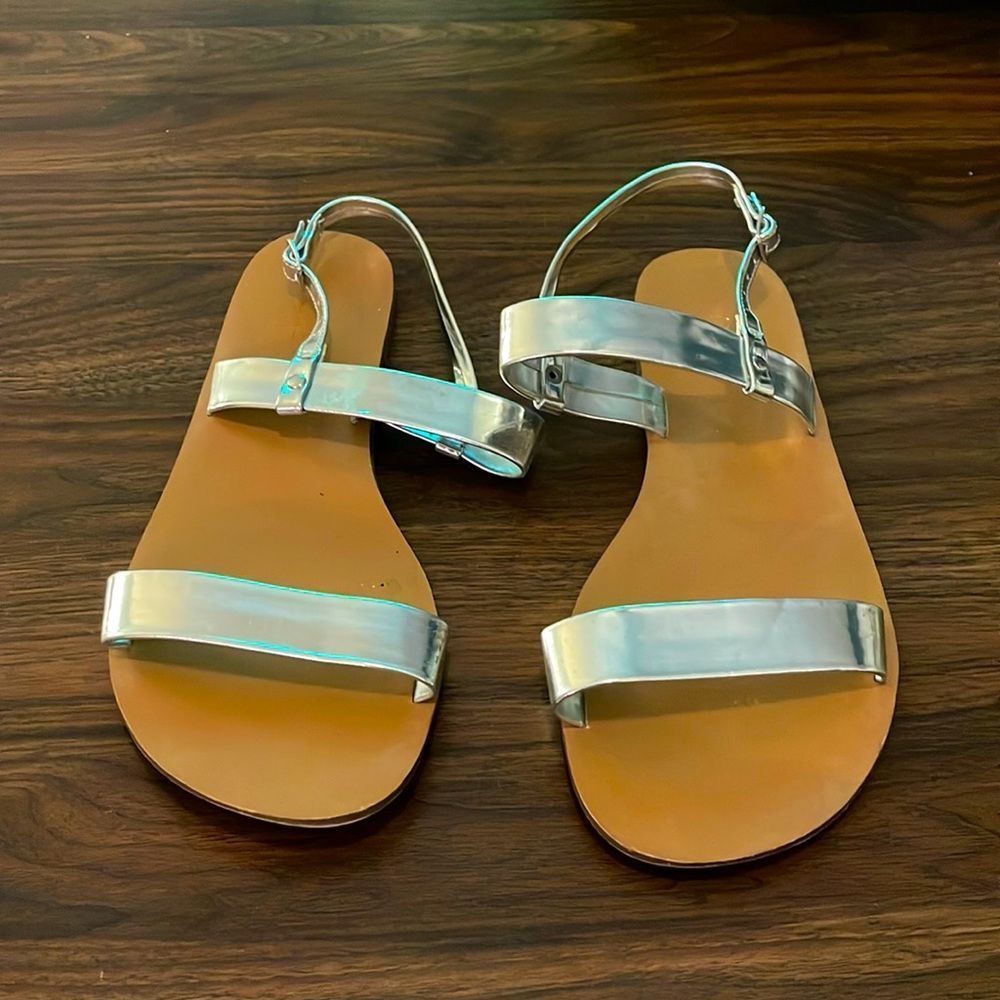 J Crew silver sandals